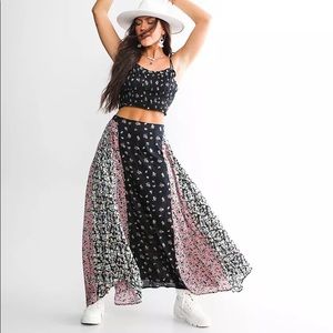 Free people NWT kaia two piece set black floral boho